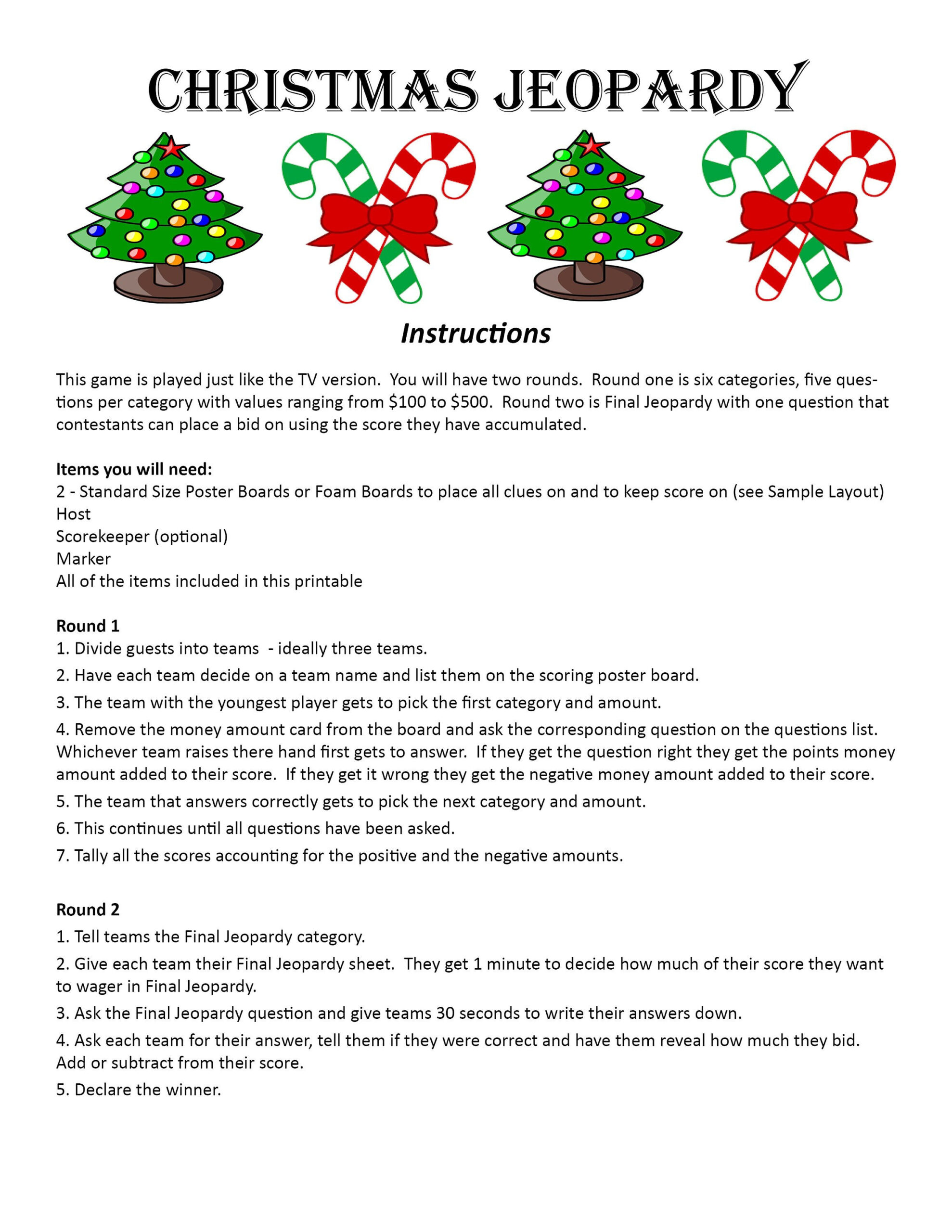 Christmas Jeopardy Digital Download, Trivia Game, Christmas Party inside Free Printable Christmas Jeopardy Questions And Answers
