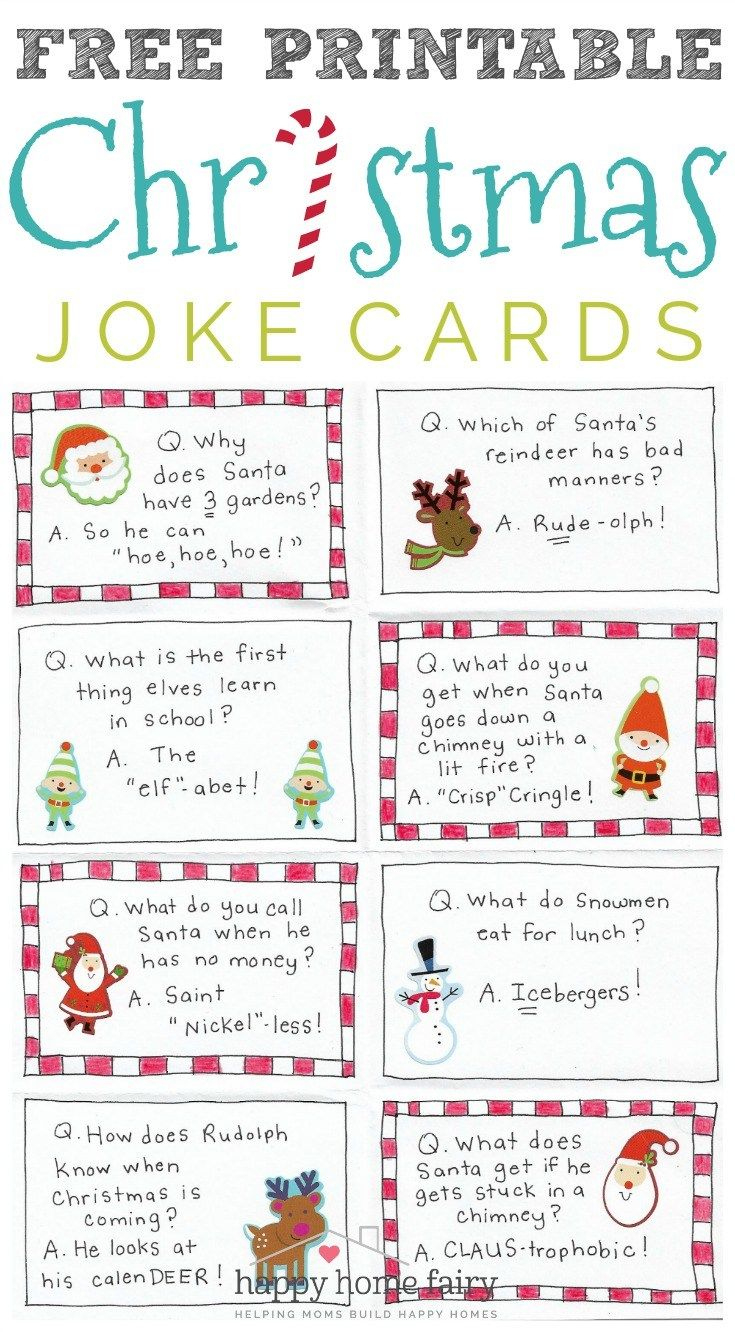 Christmas Joke Cards - Free Printable! - Happy Home Fairy within Free Printable Christmas Jokes