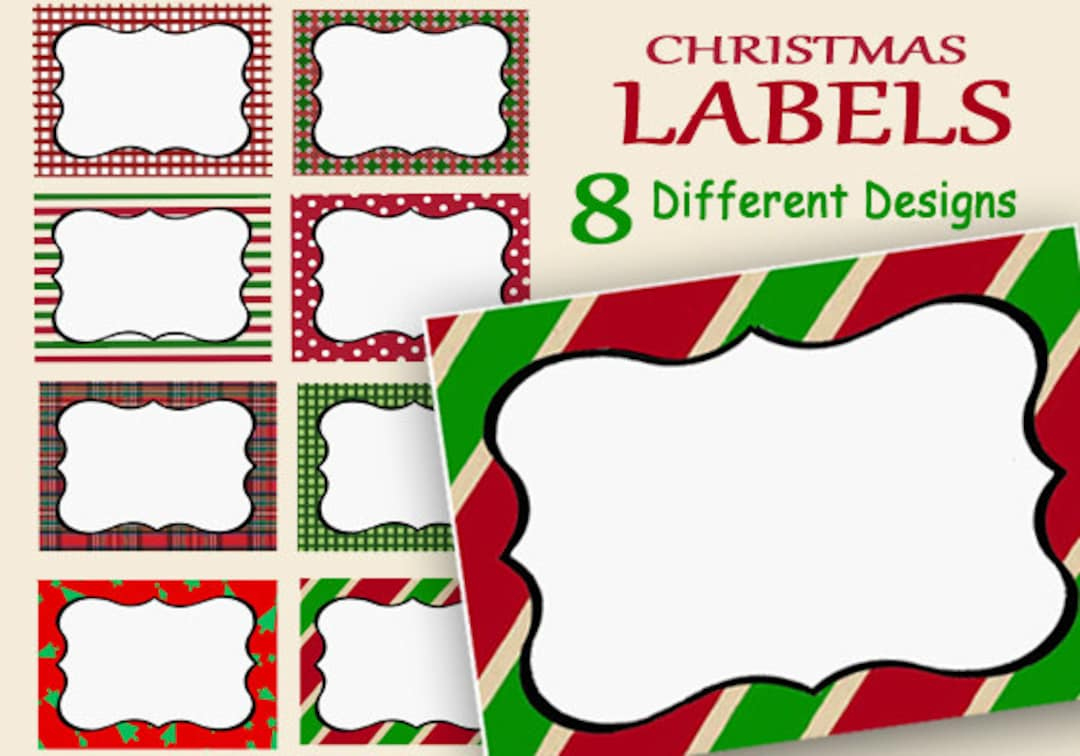 Christmas Labels, Custom Printable, Holiday Name Tags, Food Labels inside Blank Christmas Labels Printable