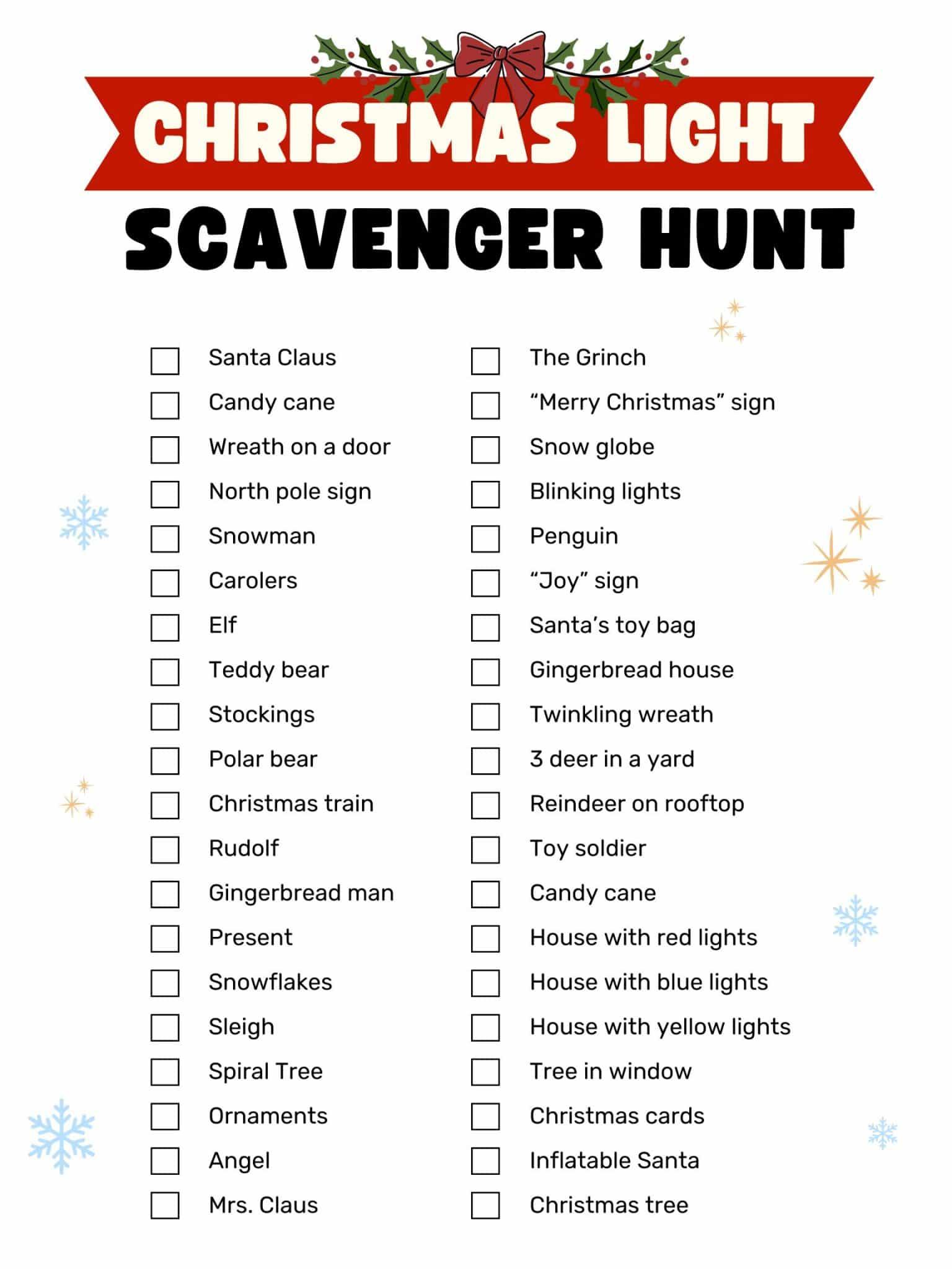Christmas Light Scavenger Hunt Free Printable - Goally regarding Christmas Light Scavenger Hunt Printable Free