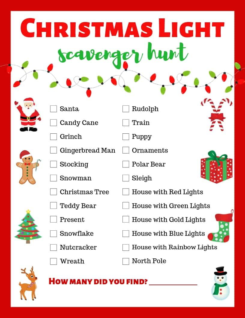 Christmas Light Scavenger Hunt - intended for Christmas Light Scavenger Hunt Printable Free