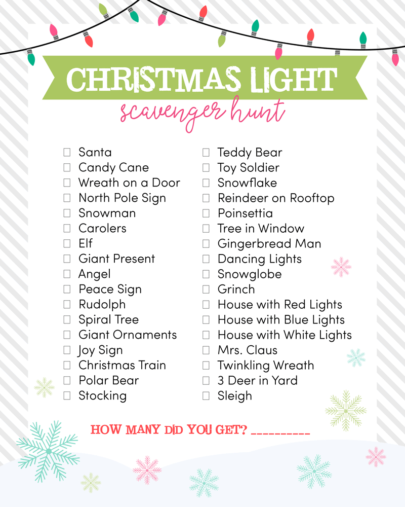 Christmas Light Scavenger Hunt throughout Christmas Light Scavenger Hunt Printable with Pictures