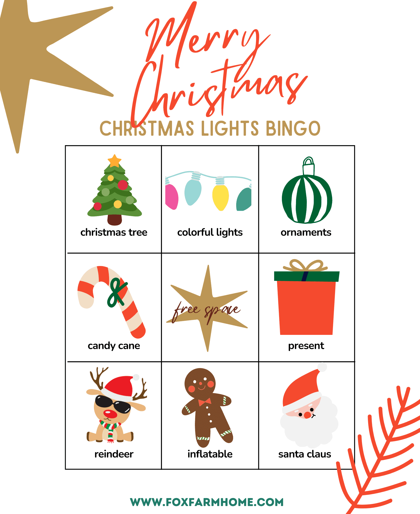 Christmas Lights Bingo With Free Printable Cards - Fox Farm Home throughout Christmas Light Bingo Free Printable