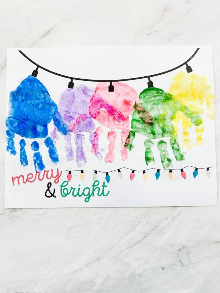 Christmas Lights Handprint Craft | Printable Template - Fox Farm Home for Free Printable Christmas Handprint Art
