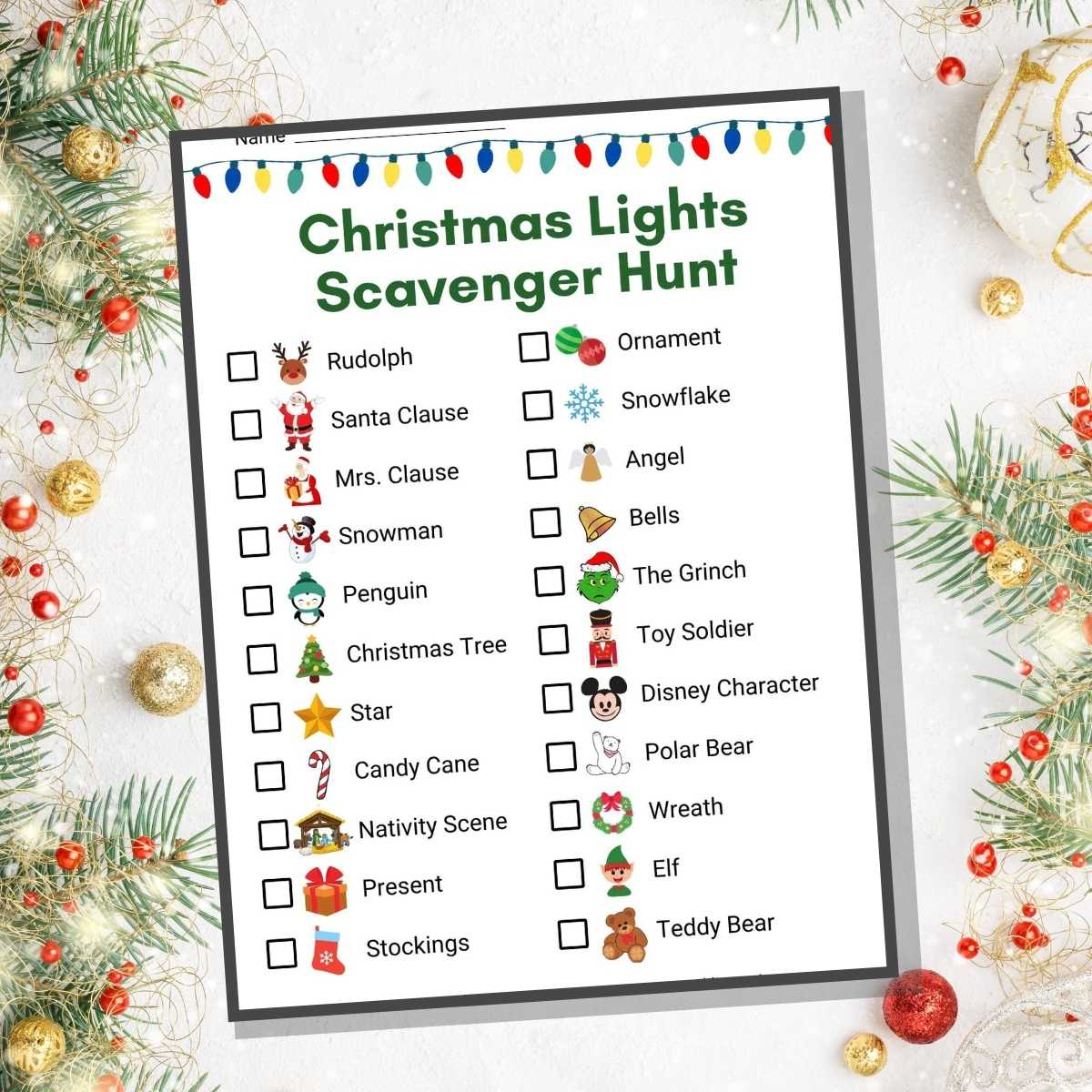 Christmas Lights Scavenger Hunt With Pictures - Literacy Learn throughout Christmas Decoration Scavenger Hunt Printable