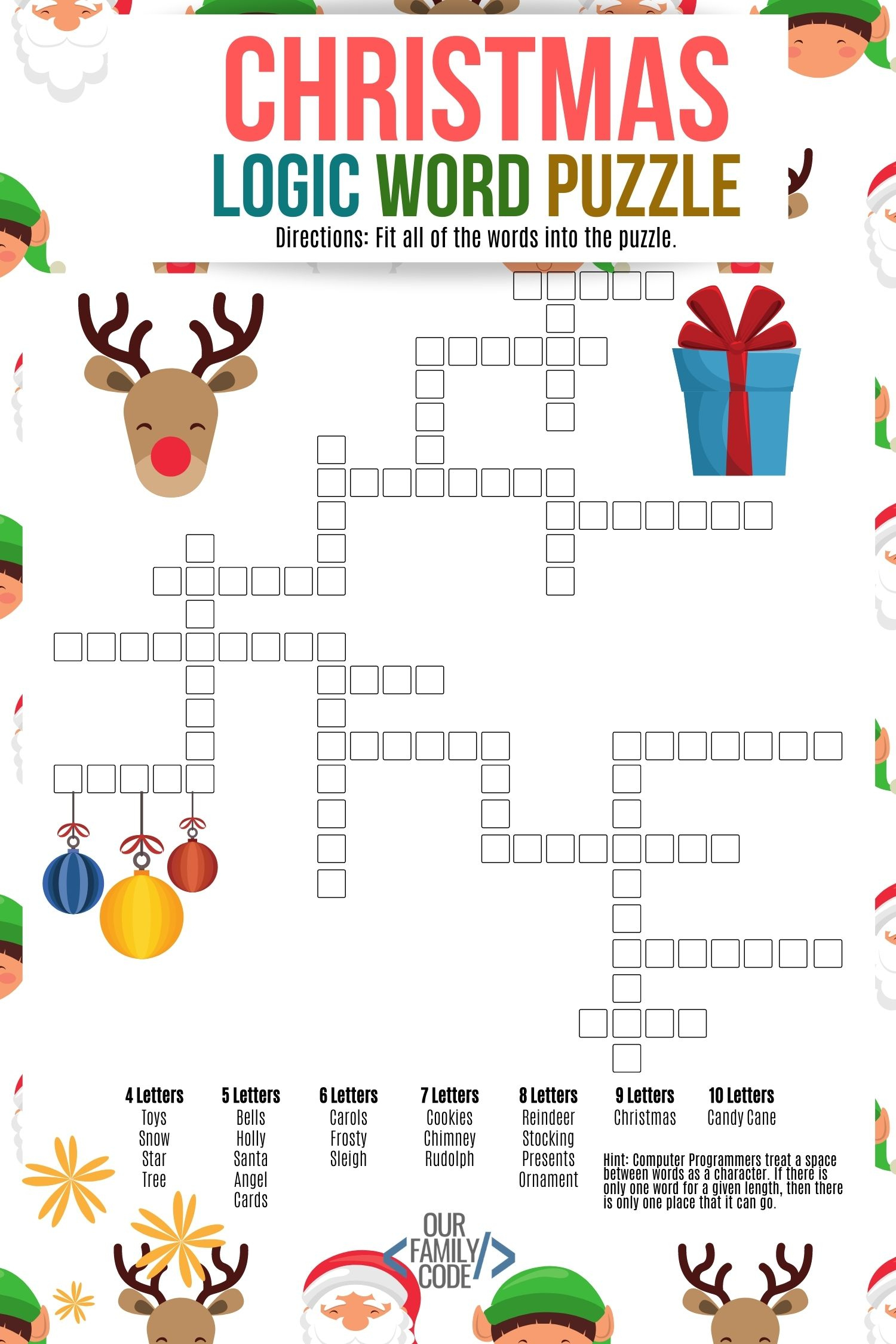 Christmas Logic Word Puzzle For Kids - Our Family Code throughout Printable Christmas Logic Puzzles