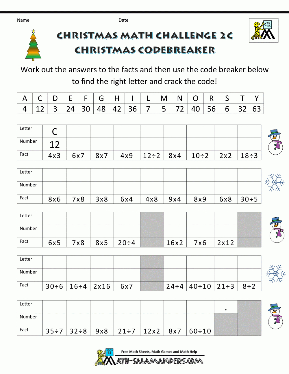 Christmas Math Worksheets (Harder) regarding Christmas Math Puzzles Printable