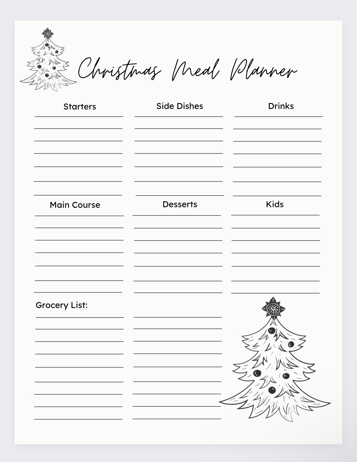Christmas Meal Planner,Christmas Menu,Christmas Dinner Planner intended for Christmas Dinner Planner Printable