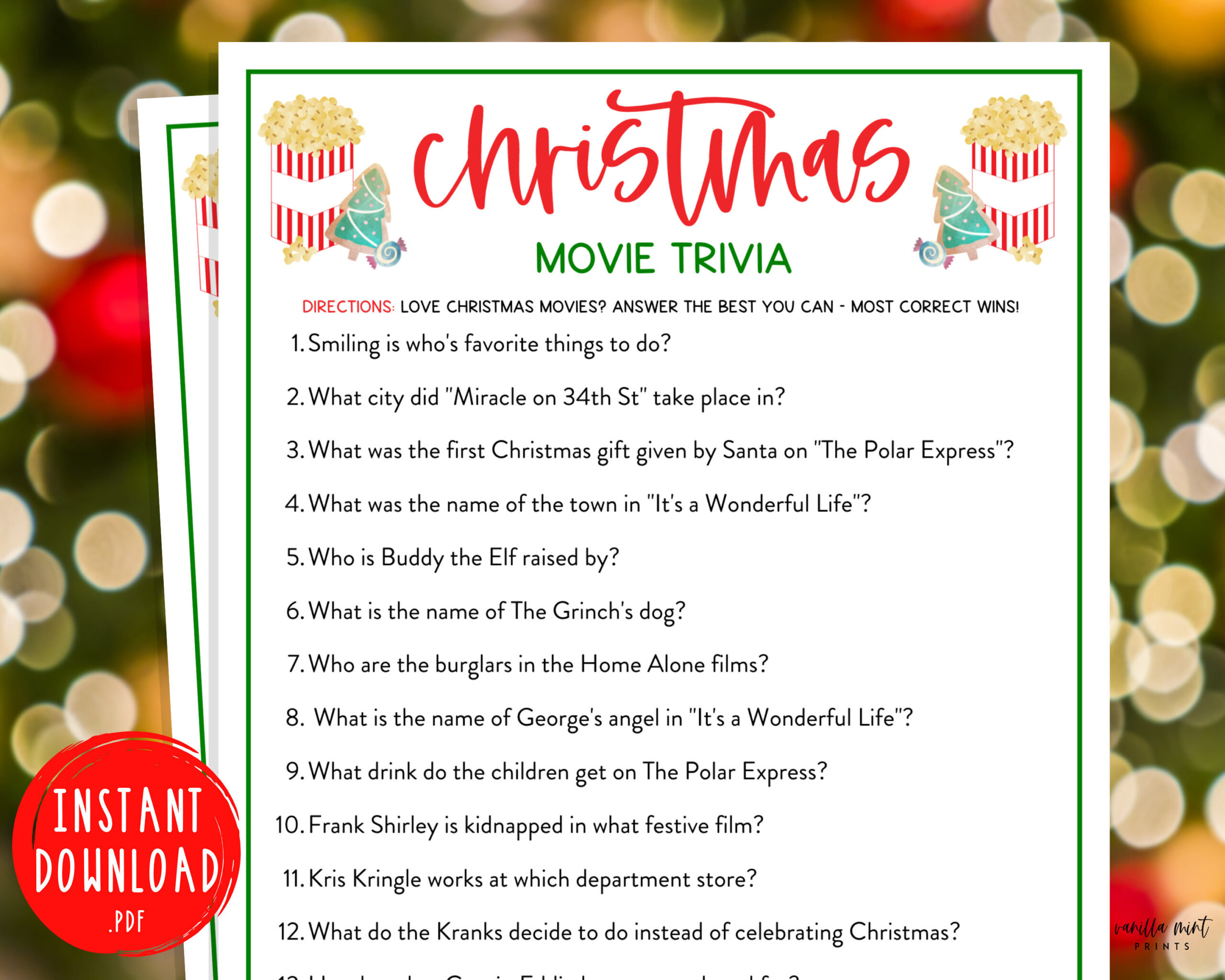 Christmas Movie Trivia Game | Christmas Trivia Printable Games intended for Christmas Movie Quiz Printable