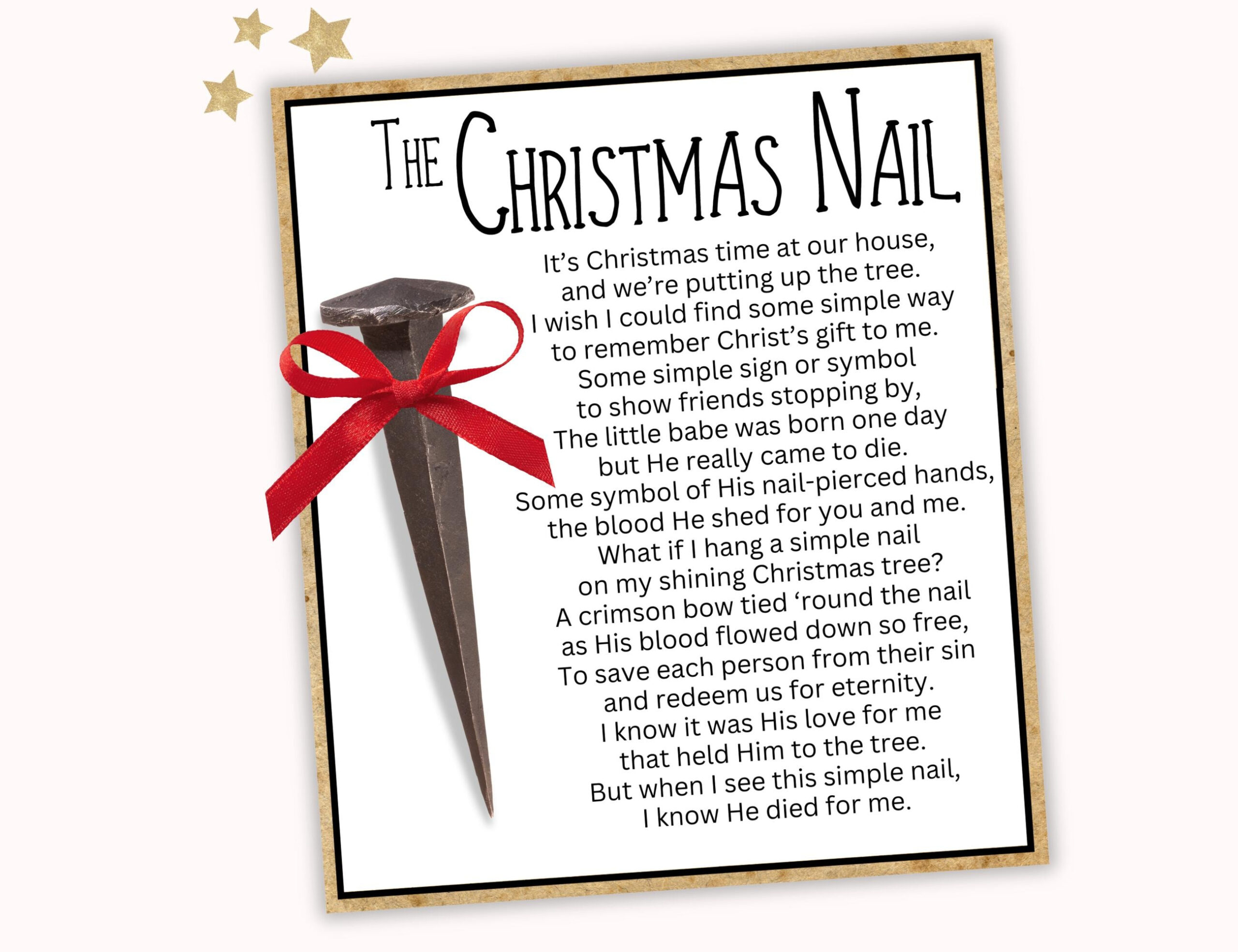 Christmas Nail, Christmas Nail Ornament Card, Christmas Church with regard to The Christmas Nail Poem Printable