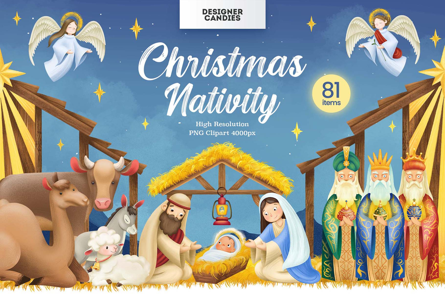 Christmas Nativity Clipart Illustrations - Designercandies pertaining to Religious Christmas Clipart Free Printable