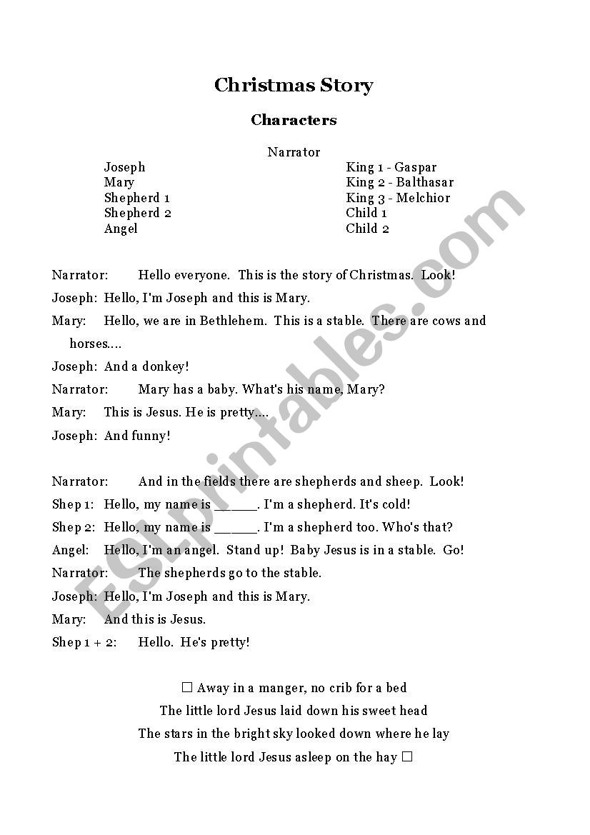 Christmas Nativity Play - Esl Worksheetmecina Lil within Free Printable Play Christmas Nativity Play Script