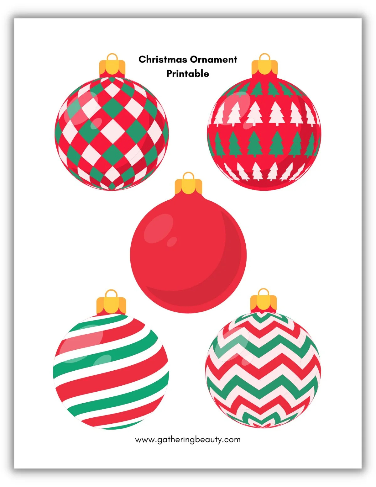 Christmas Ornament Printable — Gathering Beauty inside Printable Colored Christmas Ornaments