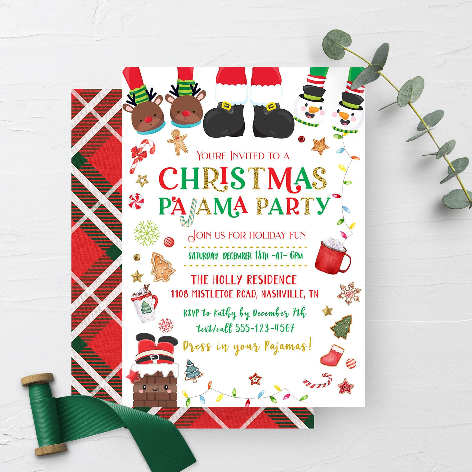 Christmas Pajama Party Invitation: Editable Holiday Template regarding Christmas Pajama Party Invitations Free Printable