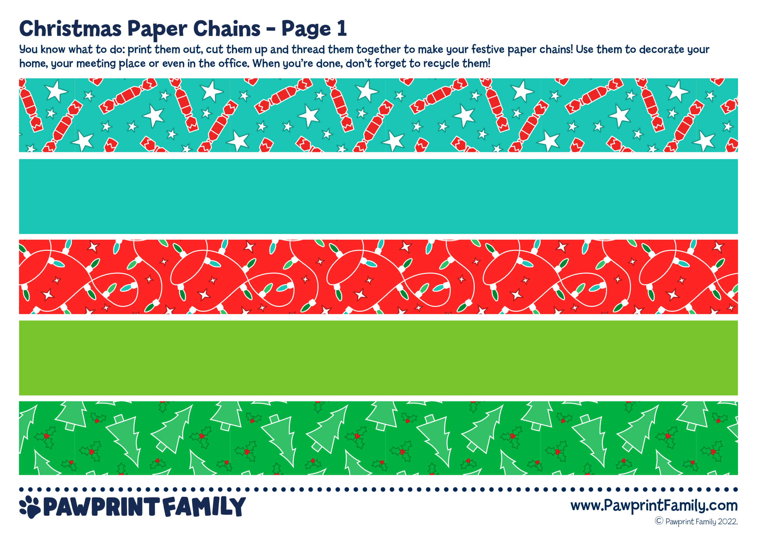 Christmas Paper Chains | Pawprint Family pertaining to Christmas Paper Chains Free Printable