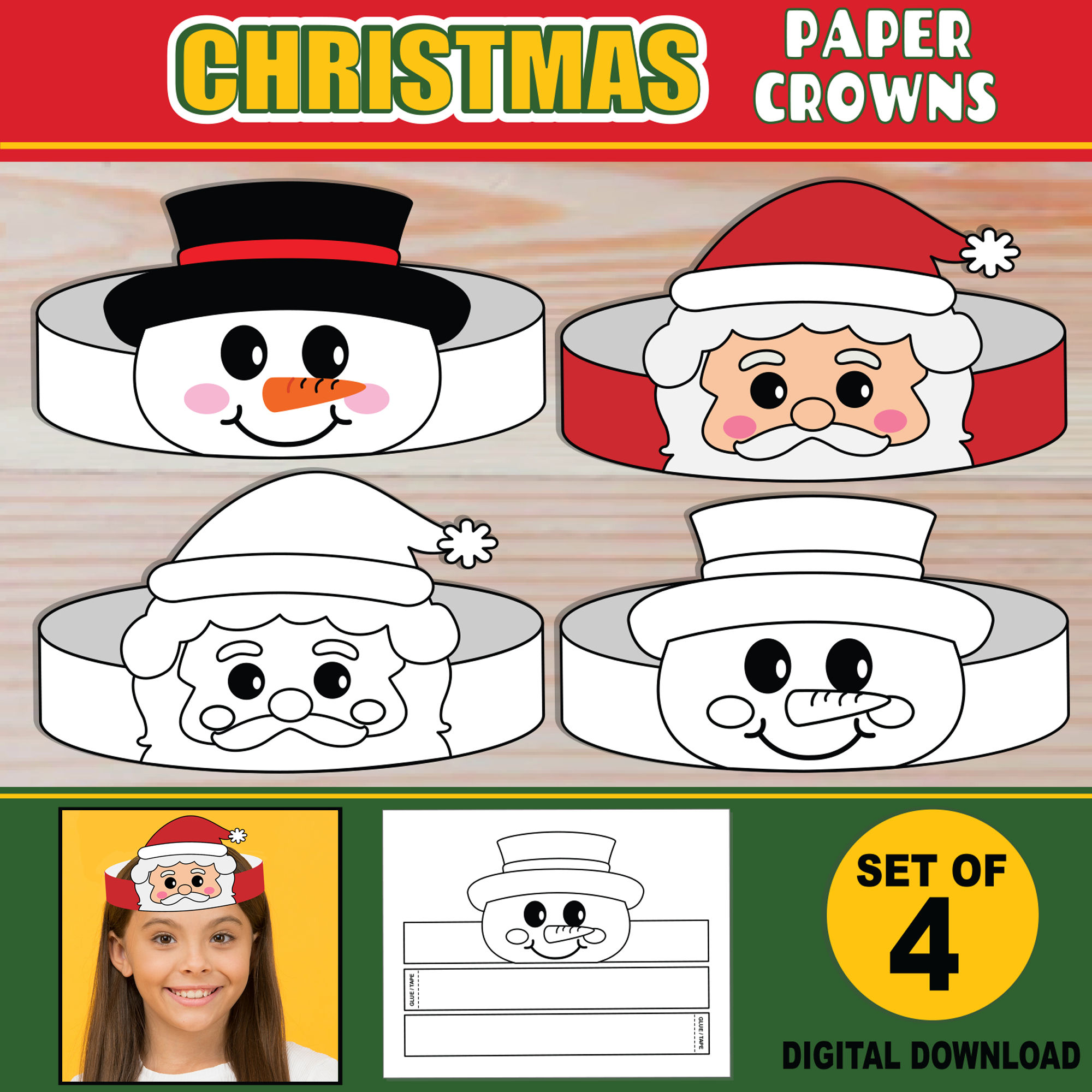 Christmas Paper Crowns For Kids | Printable Paper Hat Headbands inside Free Printable Christmas Crowns