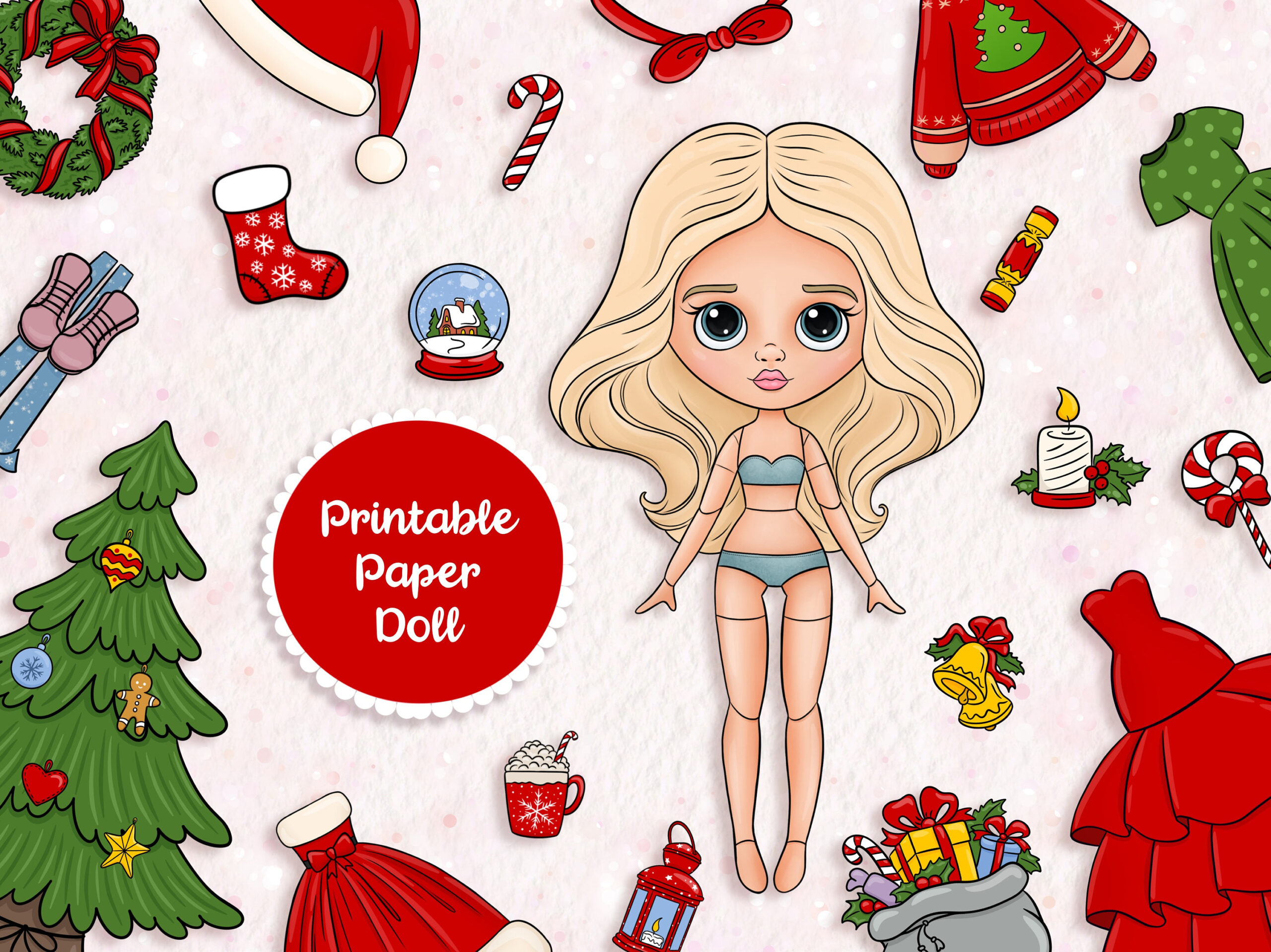 Christmas Paper Doll: Printable Blythe Doll, Diy Activity (Pdf) - Etsy intended for Printable Christmas Paper Dolls