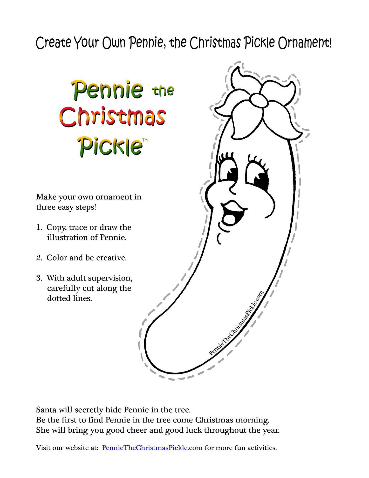 Christmas Pickle Coloring Page throughout Christmas Pickle Printable Free