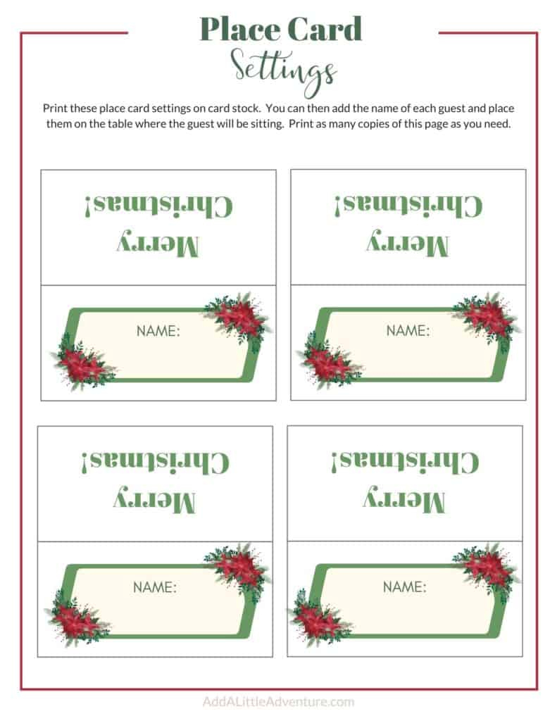 Christmas Place Cards Printables - Diy Templates in Name Plate Free Printable Christmas Place Card Template
