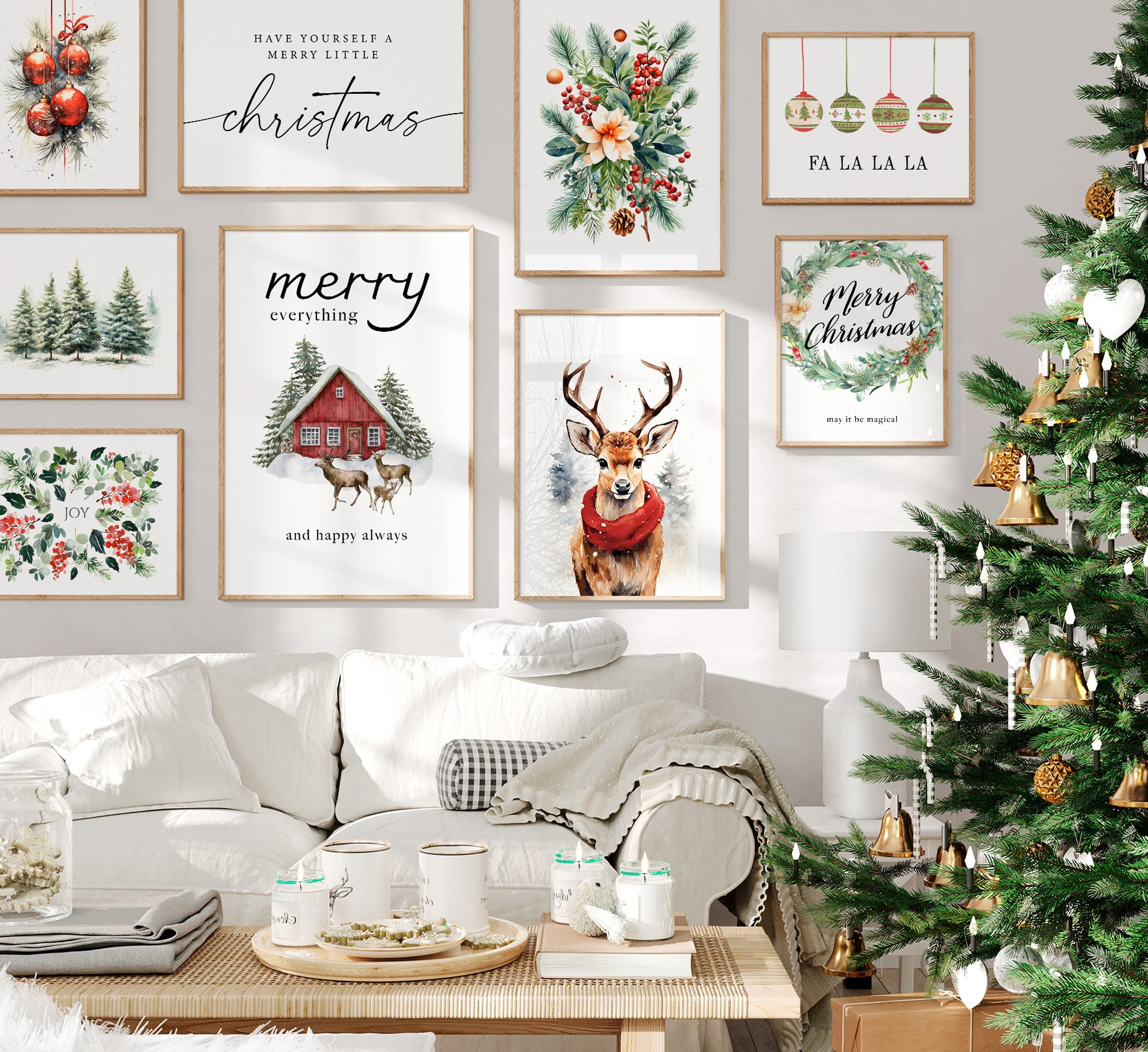 Christmas Printable Set Of 12 | Festive Gallery Wall Art intended for Printable Christmas Wall Decor