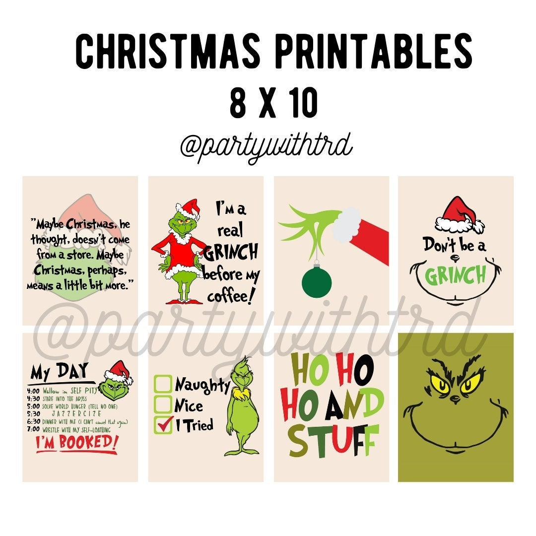 Christmas Printables 8X10 - The Grinch - Merry Christmas - Git for Printable Grinch Christmas Card