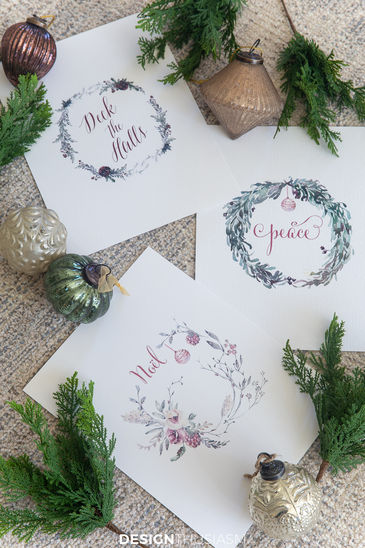 Christmas Printables: Romantic Christmas Wreath Art pertaining to Free Printable Christmas Wreaths
