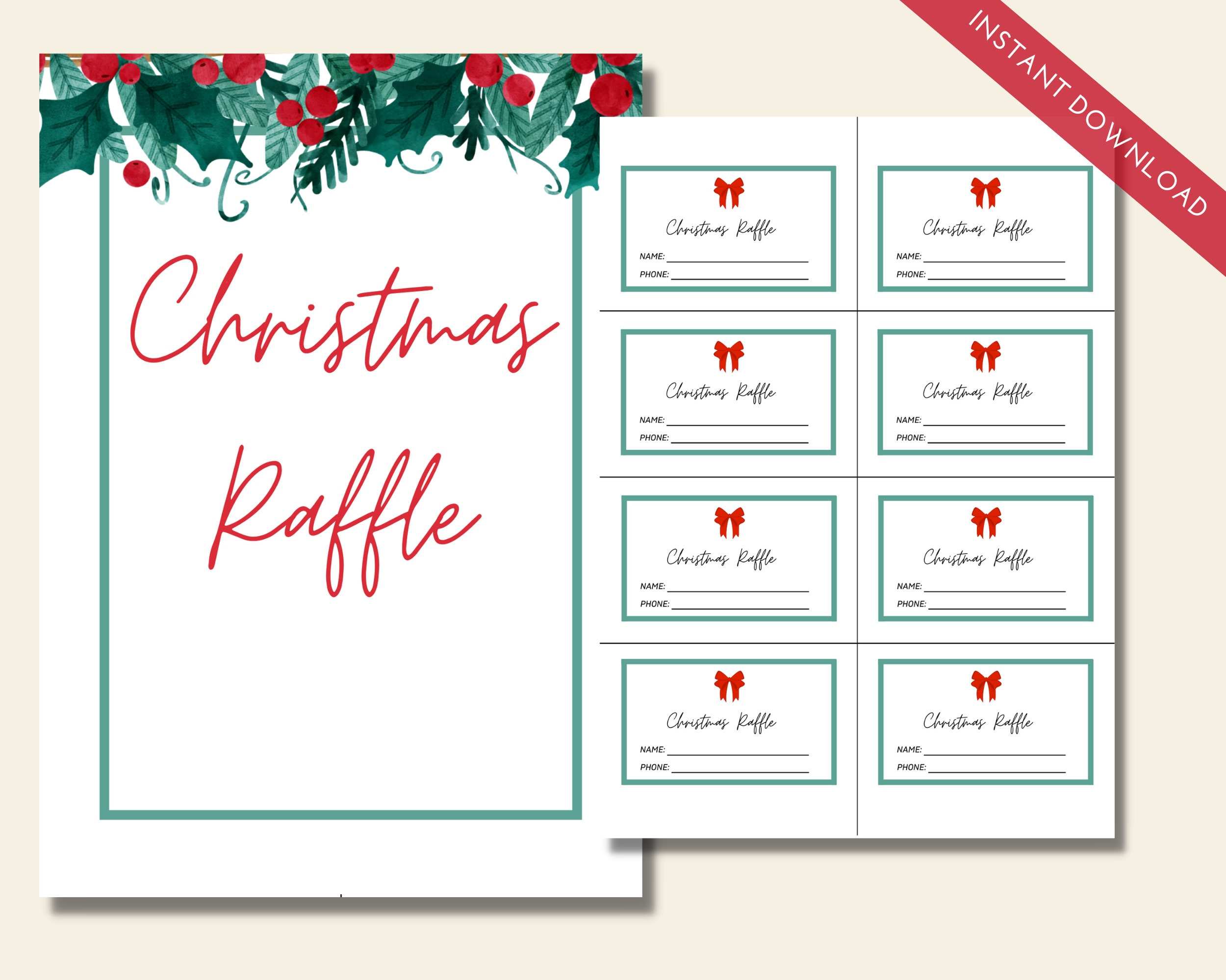 Christmas Raffle Tickets, Printable Holiday Raffle Tickets with regard to Christmas Raffle Tickets Printable