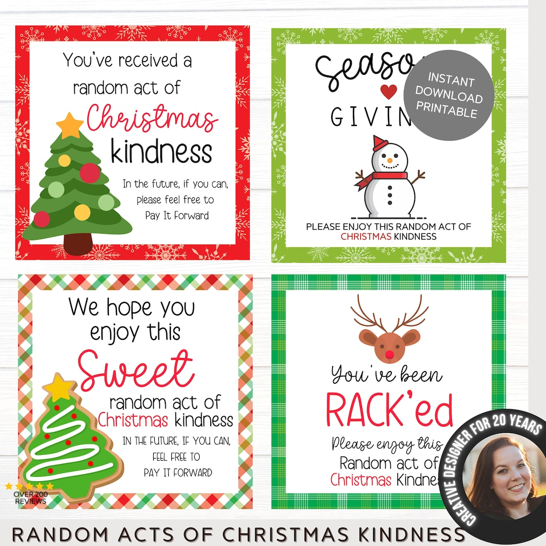 Christmas Random Act Of Kindness Cards | Pay It Forward | Printable  Appreciation Cards | Giving Back | Printable Christmas Giving Tag - Etsy  Finland pertaining to Christmas Random Acts Of Kindness Printable