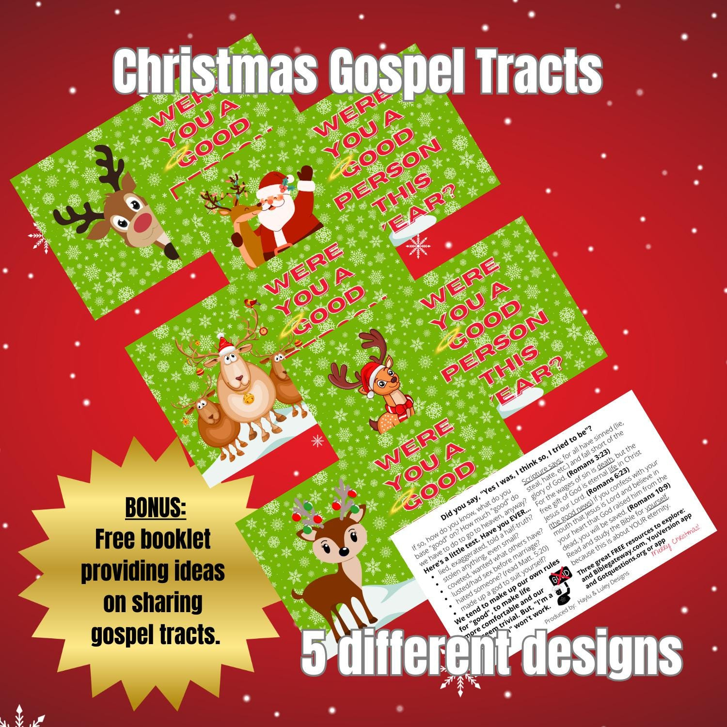 Christmas Reindeer Gospel Tracts: Winter Christian Evangelism in Christmas Gospel Tracts Printable