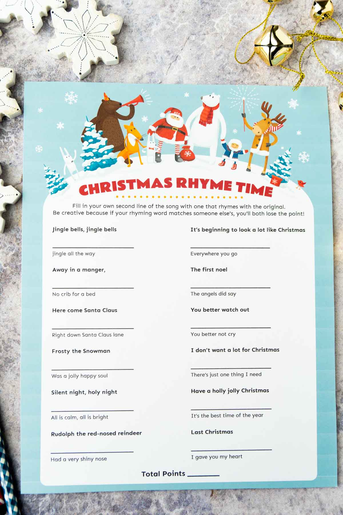 Christmas Rhyme Game {Free Printable!} - Play Party Plan for Free Printable Fill in the Blank Christmas Games