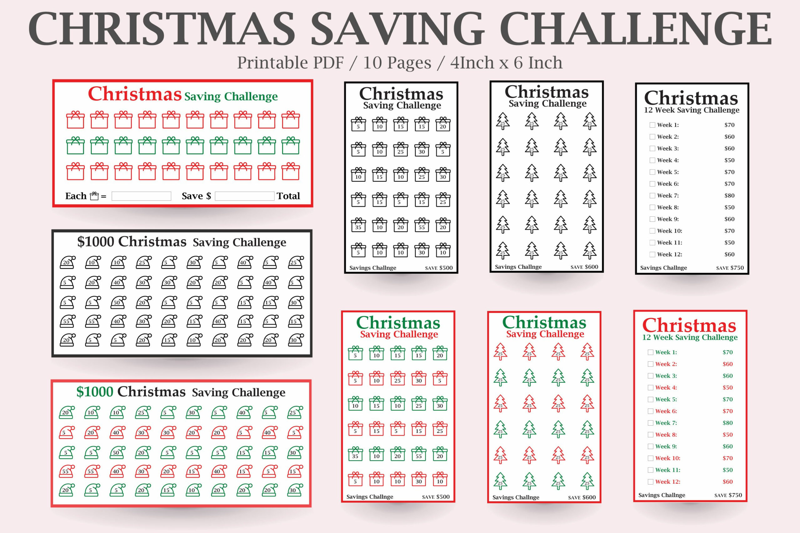Christmas Savings Challenge,Money Saving Challenge, throughout Christmas Savings Challenge Free Printable