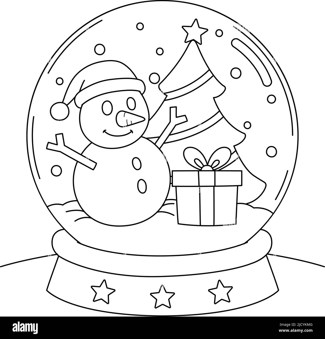 Christmas Snow Globe Coloring Page For Kids Stock Vector Image within Christmas Snow Globe Printable