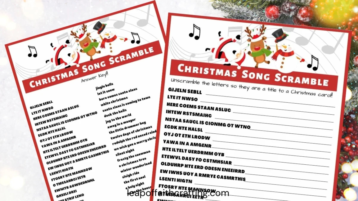 Christmas Song Games Printables: 8 Pages For Hours Of Fun! - Leap inside Christmas Carol Games Printable with Answers Free