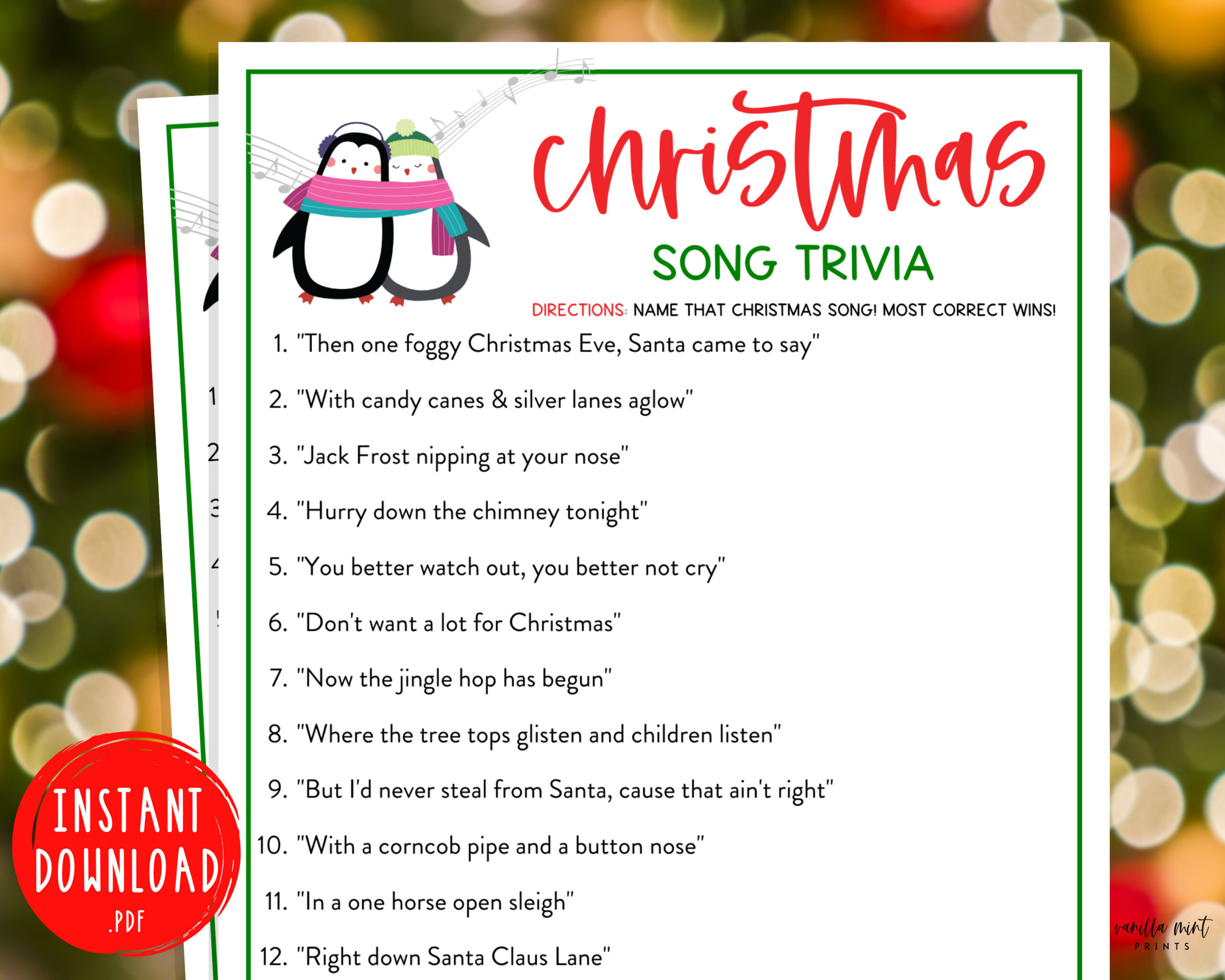 Christmas Song Trivia Game | Christmas Music Trivia Printable regarding Printable Christmas Music Quiz