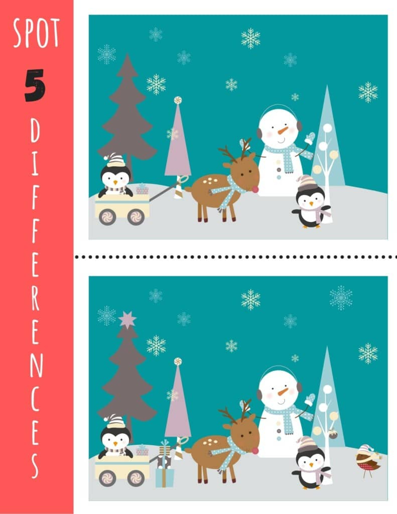 Christmas Spot The Difference - Free Printable! - Kids Activity Zone for Free Printable Christmas Spot The Difference