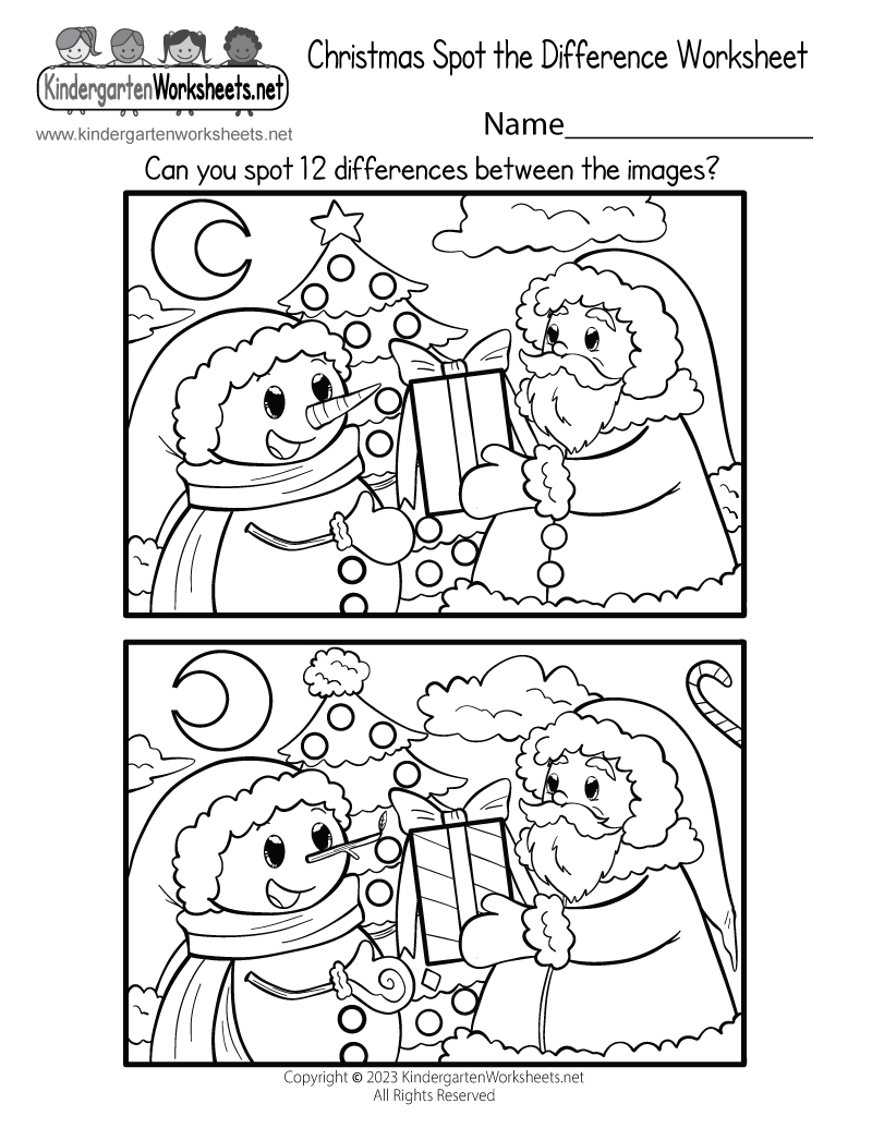 Christmas Spot The Difference Worksheet - Free Printable, Digital in Printable Christmas Worksheets Free