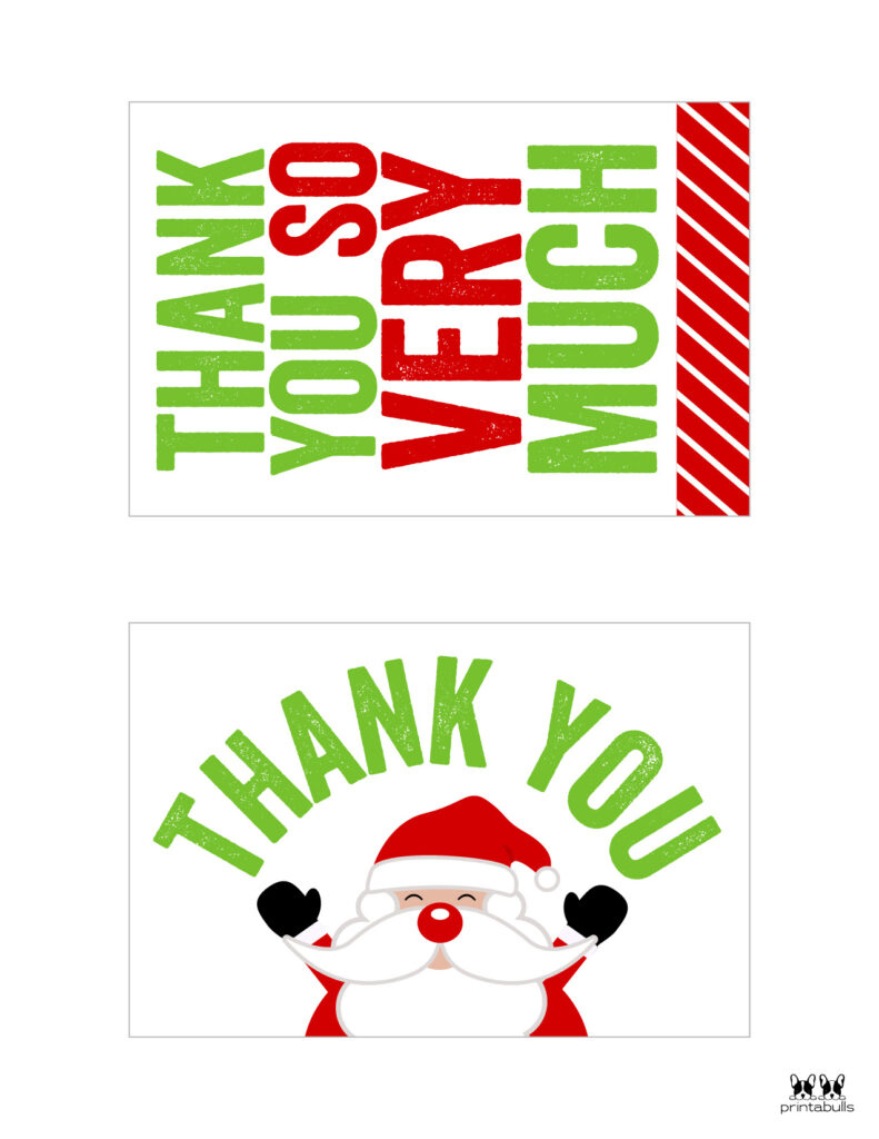 Christmas Thank You Cards - 25 Free Printable Cards | Printabulls with Pdf Printable Christmas Thank You Card