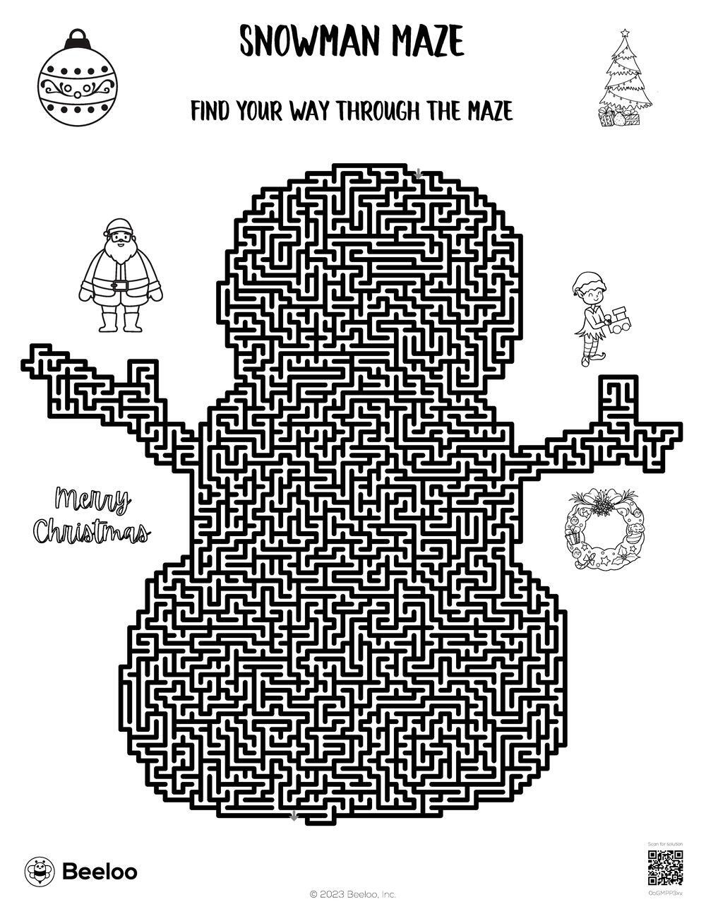 Christmas-Themed Mazes • Beeloo Printable Crafts And Activities for Christmas Maze Free Printable