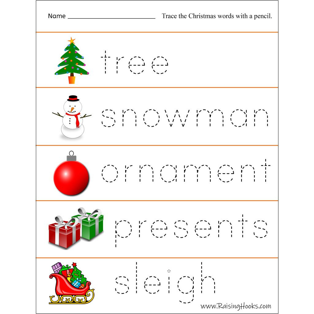 Christmas Tracing Worksheets - Raising Hooks intended for Printable Christmas Tracing Sheets