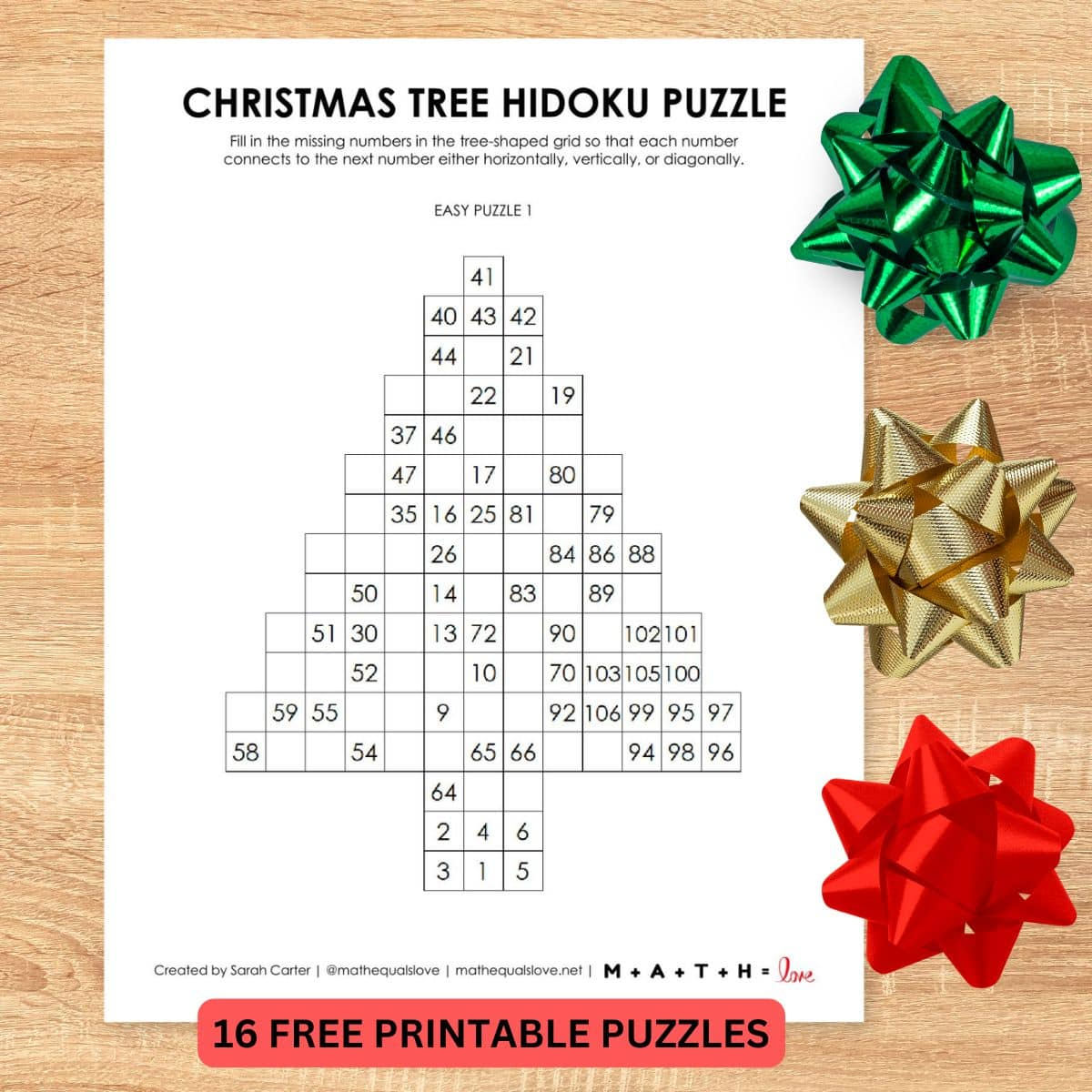 Christmas Tree Hidato Puzzles [Free Printable Pdf] regarding Free Printable Christmas Logic Puzzles with Answers