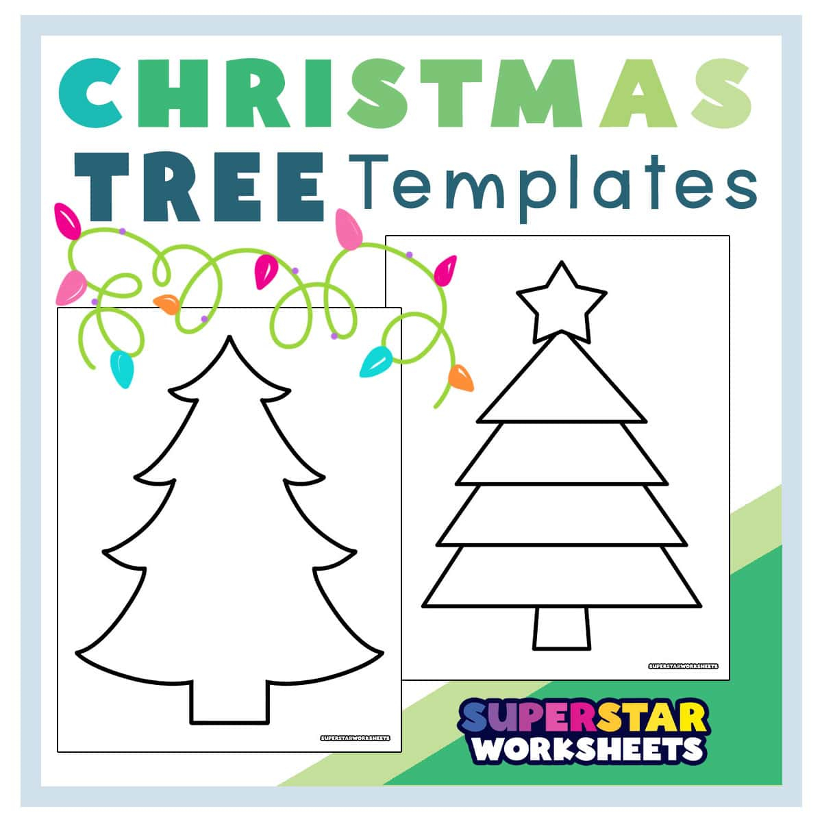 Christmas Tree Template (Free Printables) - Superstar Worksheets for Printable Blank Christmas Tree