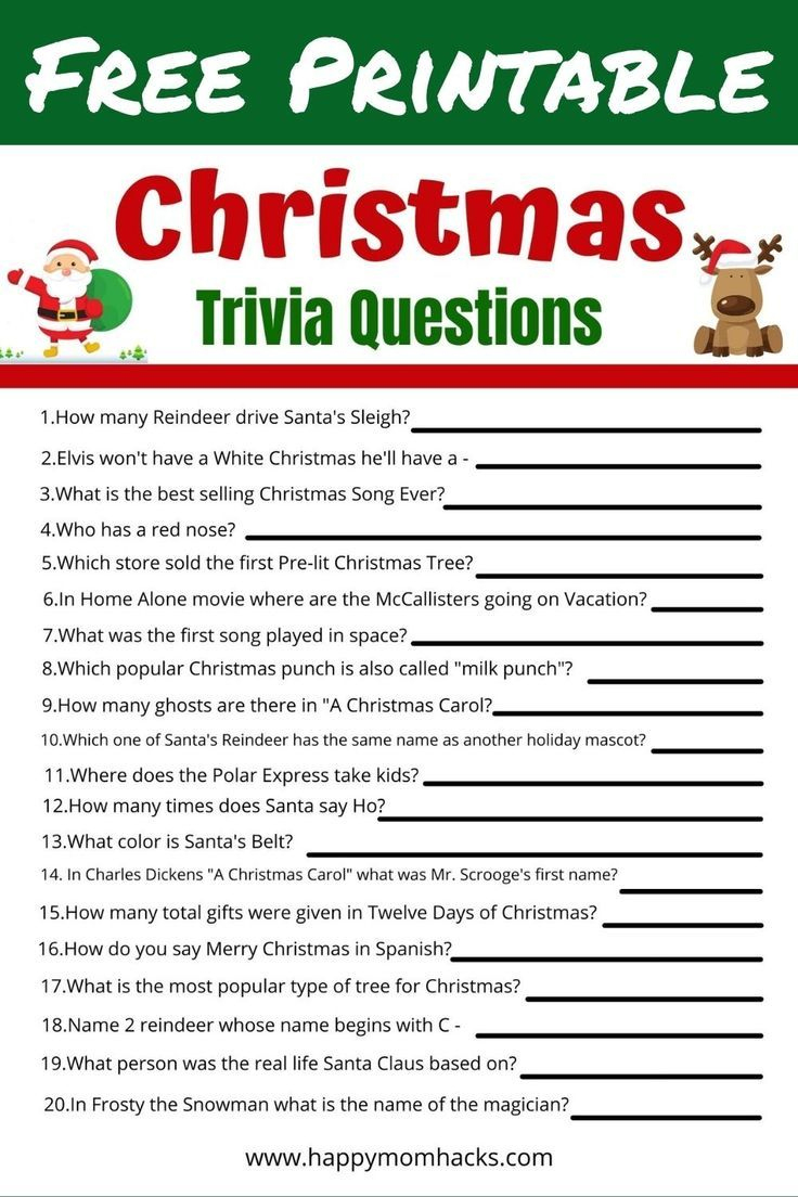 Christmas Trivia Quiz Questions &amp;amp; Answers For Kids Free Printable pertaining to Christmas Games Trivia Printable