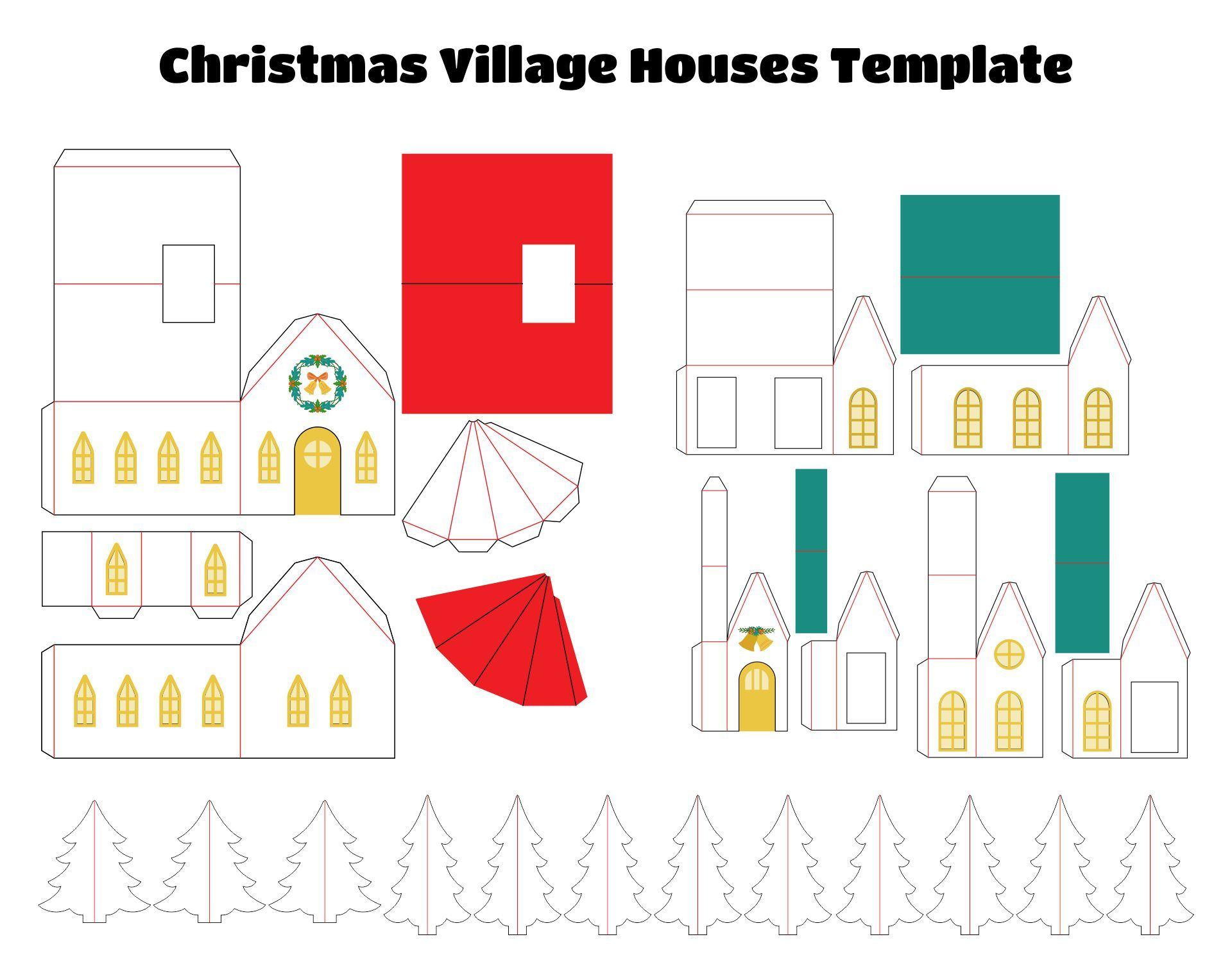 Christmas Village Houses - 11 Free Pdf Printables | Printablee regarding Paper Houses Free Printable Printable Christmas Village Template