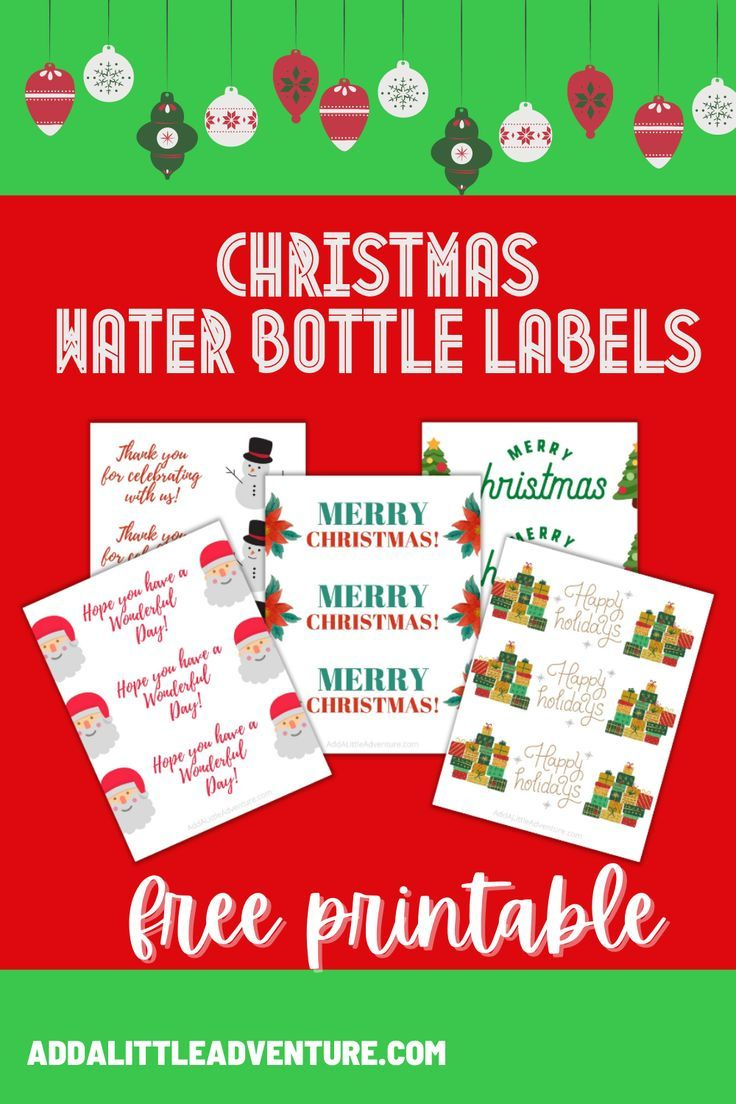 Christmas Water Bottle Labels - Free Printable with Free Printable Christmas Water Bottle Labels