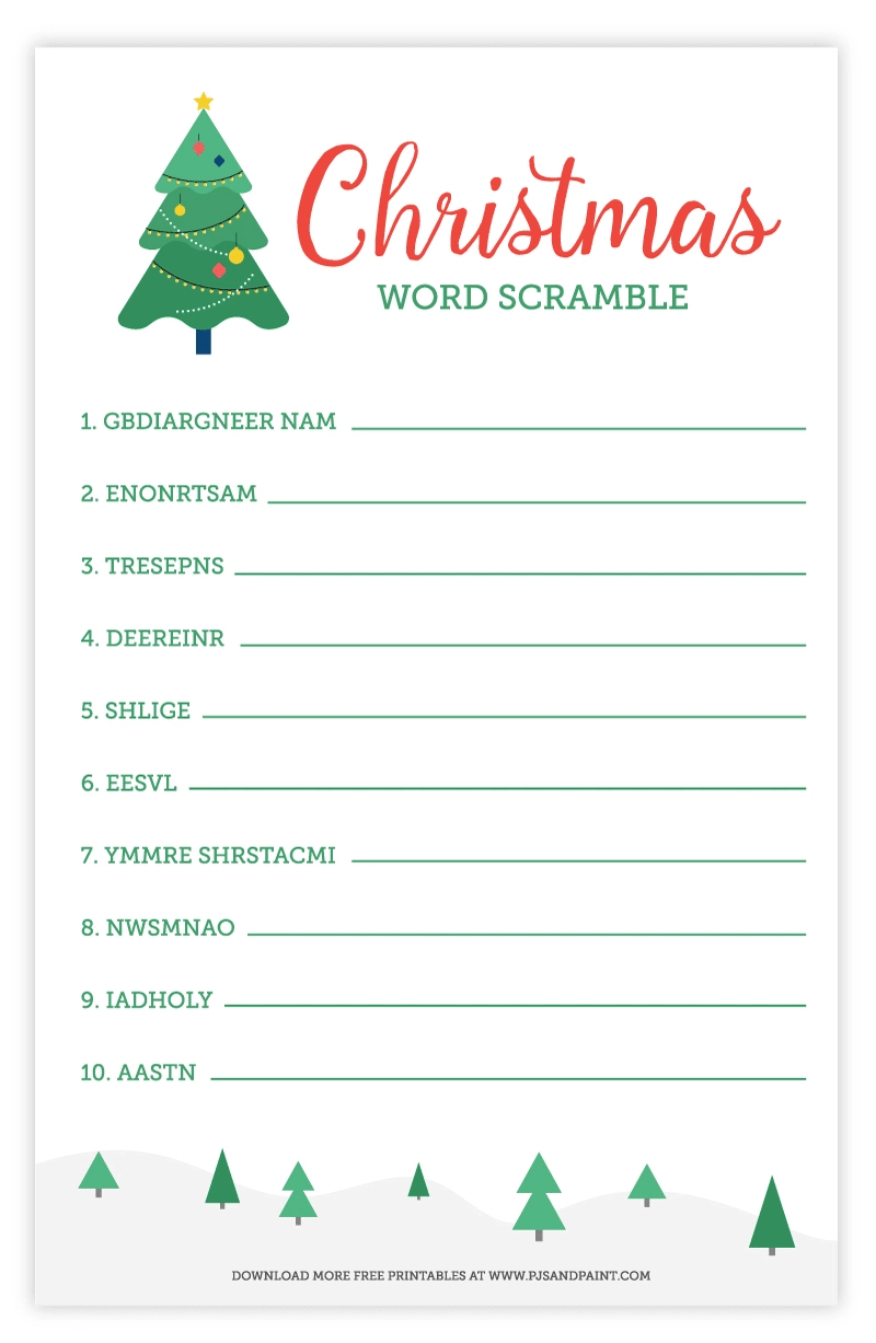Christmas Word Scramble | Free Printable Christmas Activities for Printable Christmas Word Games