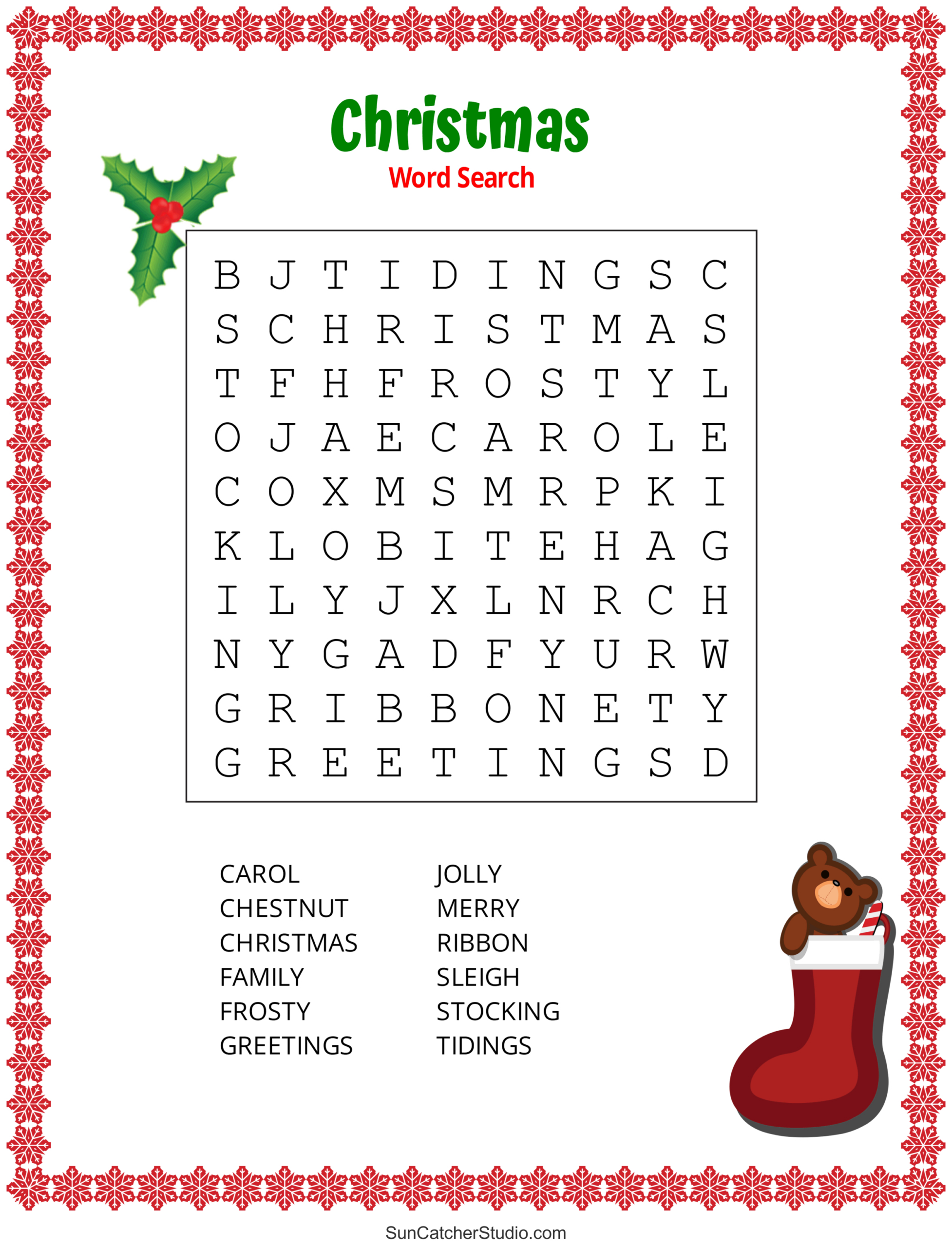 Christmas Word Search (Free Printable Pdf Puzzles) – Free within Large Print Christmas Word Search Printable