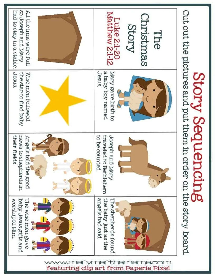Christmas Worksheets For Preschoolers [Jesus&#039; Birth] – Mary Martha for Free Printable Christmas Story Sequencing Pictures