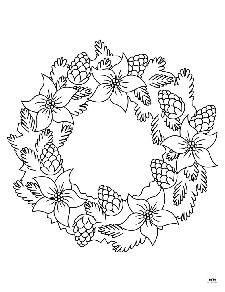 Christmas Wreath Coloring Pages - 25 Free Pages | Printabulls throughout Printable Christmas Wreath Outline
