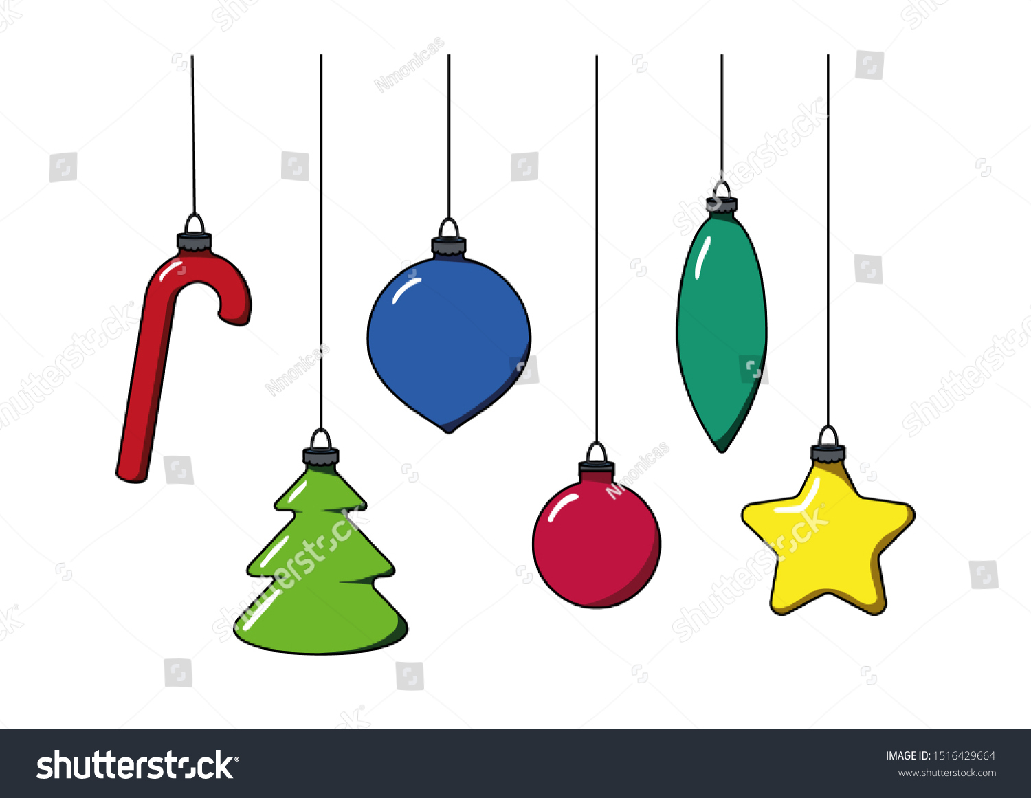 Color Christmas Ornaments Template Cartoon Stock Illustration regarding Printable Colored Christmas Ornaments
