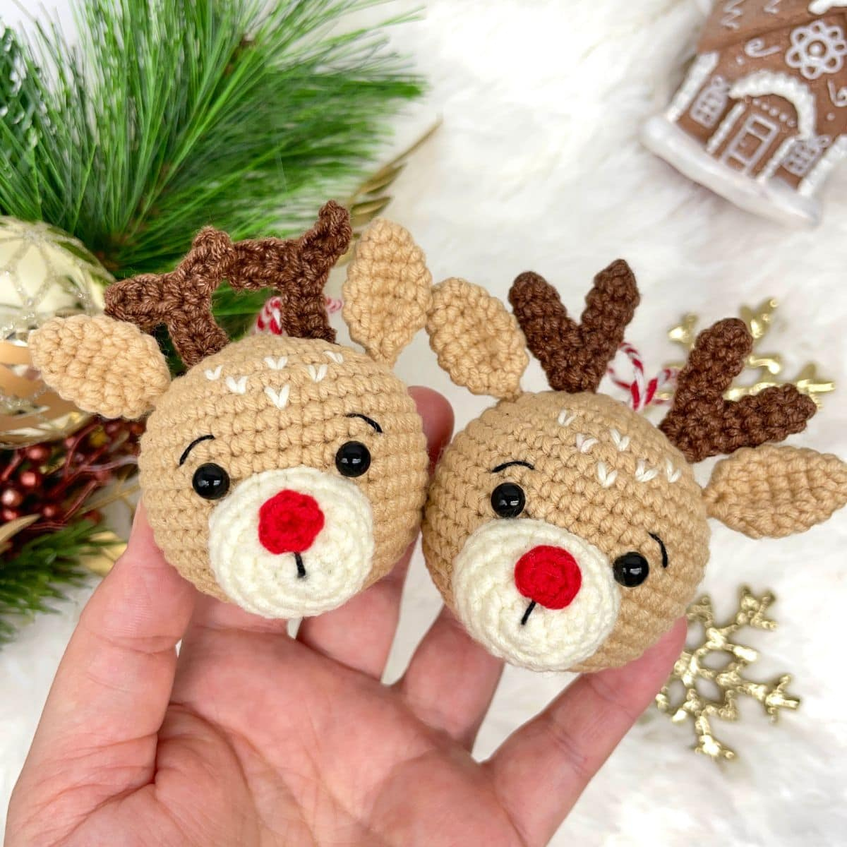 Crochet Reindeer Ornament Free Pattern: Christmas Amigurumi within Free Printable Crochet Christmas Ornament Patterns Download